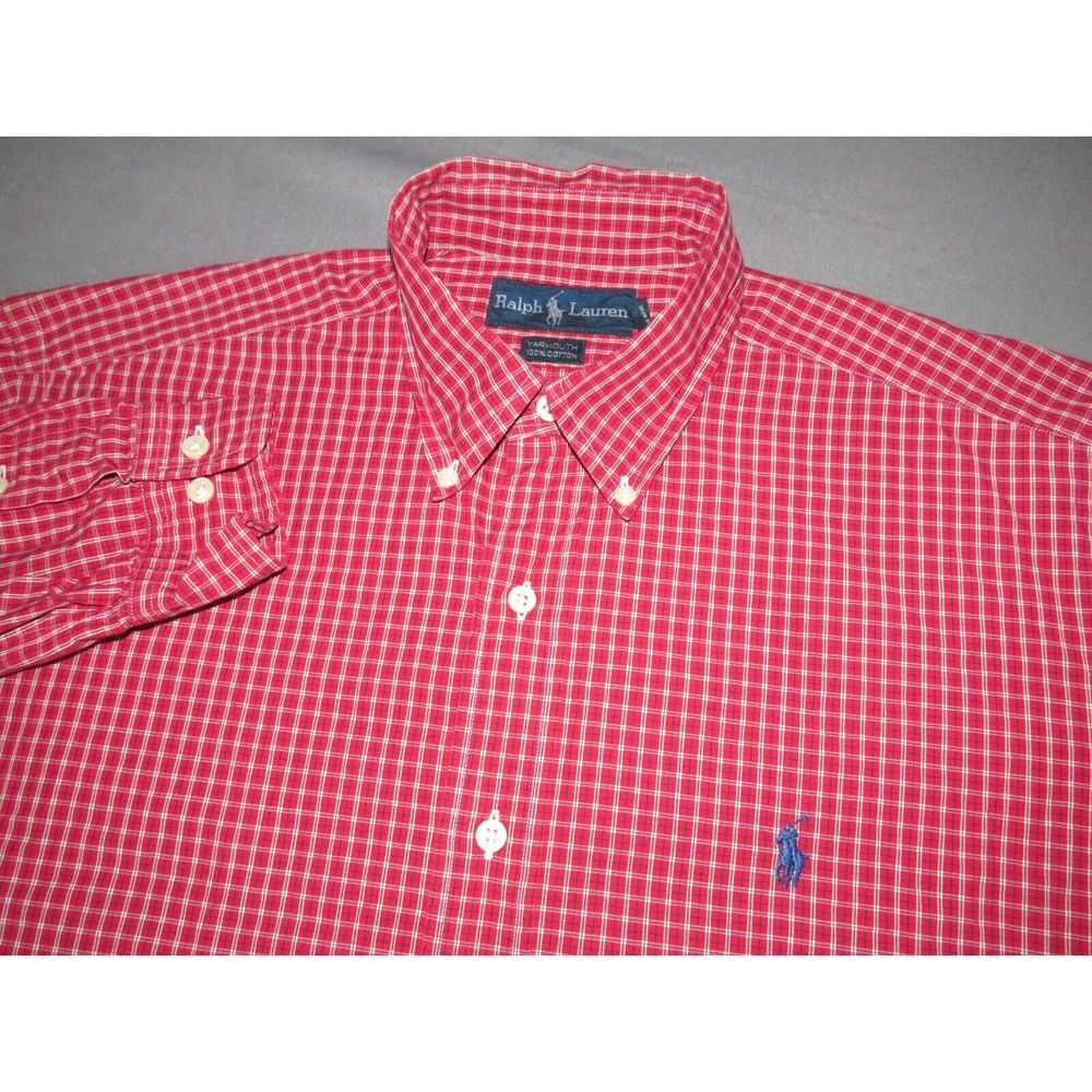 Men's Polo Ralph Lauren YARMOUTH Long Sleeved Plaid Button Up Shirt 15.5-32/33